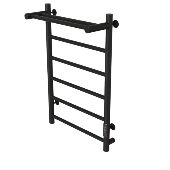 Полотенцесушитель MIXLINE VEGA  80х50 (таймер, 318Вт, 5 перекладин + ПОЛКА) электрический ЧЕРНЫЙ - ML-556355 