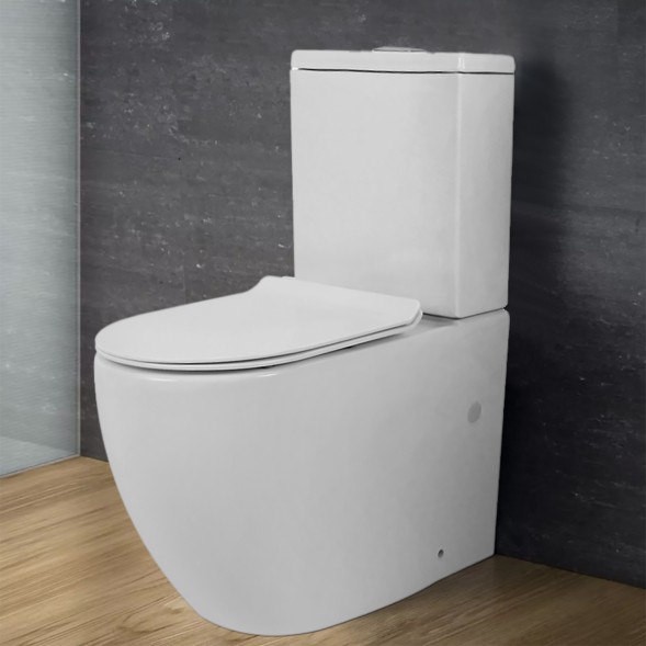 Унитаз-компакт Azario CORSA 630x380x830 напольный, безободковый с бачком и сиденьем микролифт (AZ-2062S)