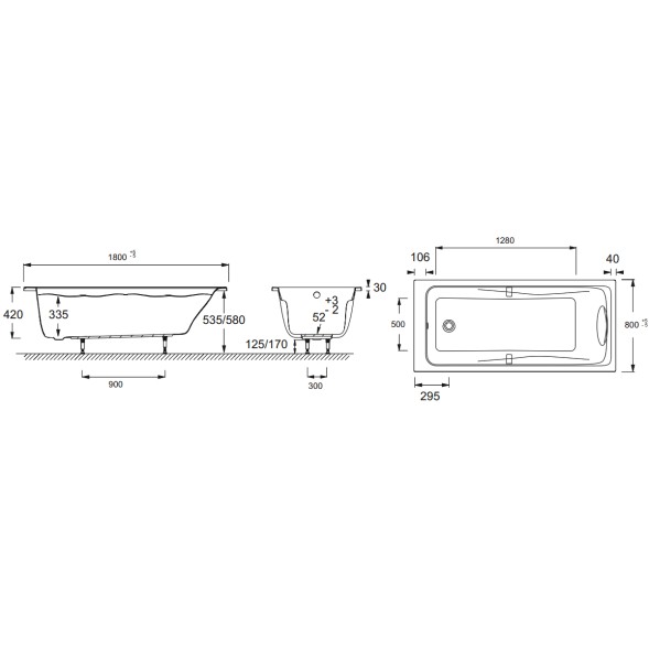Ванна акриловая Jacob Delafon Odeon Up 180x80 прямоугольная,белая (E6048RU-00)