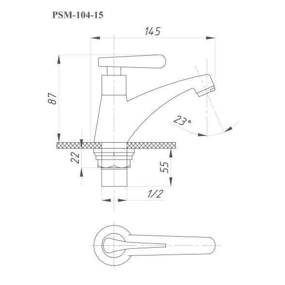 Смеситель для раковины 1/2кер ПРОФСАН ПСМ-104-15 &amp;quot;КОМПЛЕКТАЦИЯ&amp;quot; НЕРЖ,моно,п/гайку,б/подвод. ХРОМ - PSM-104-15 