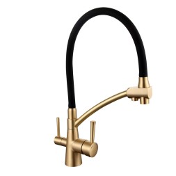 Смеситель для кухни 35к G4398-1 GAPPO гибкий излив, с вых. для питьевого фильтра, ЧЕРНЫЙ-Бронза - G4398-1
