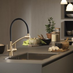 Смеситель для кухни 35к G4398-1 GAPPO гибкий излив, с вых. для питьевого фильтра, ЧЕРНЫЙ-Бронза - G4398-1