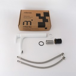 Смеситель для раковины 35к Milardo RORWT01M01 "Rora" литой излив, п/гайку, БЕЛЫЙ матовый - RORWT01M01