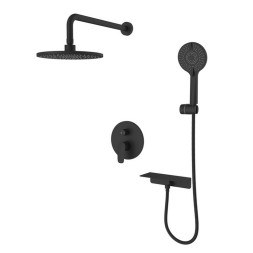 Душевая система 35к Milardo RORBL02M67 "Rora" лейка "Тропический душ" встраиваемая ЧЕРНЫЙ матовый - RORBL02M67