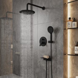 Душевая система 35к Milardo RORBL02M67 "Rora" лейка "Тропический душ" встраиваемая ЧЕРНЫЙ матовый - RORBL02M67