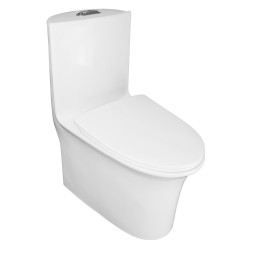 Унитаз моноблок Azario Luna 770x390x710 напольный, горизонтальный слив, сиденье дюропласт микролифт (AZ-1037)