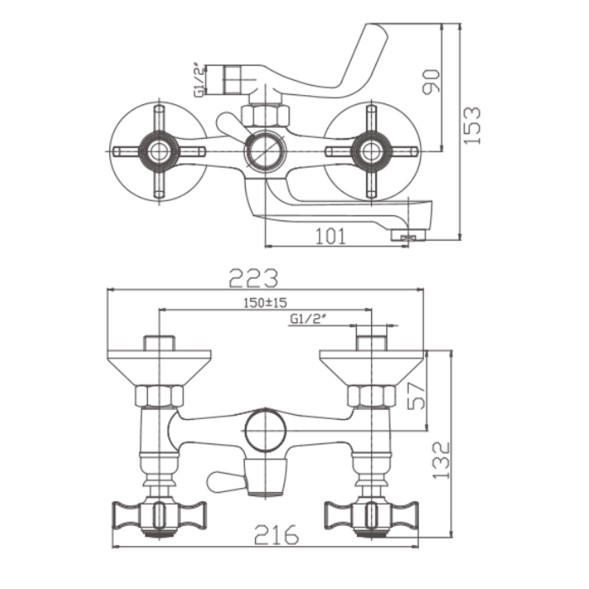 Смеситель для ванны 1/2 кер HB3024 HAIBA картридж перекл - HB3024 