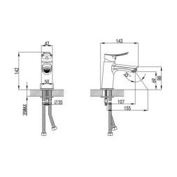Смеситель для раковины 35к Milardo AMPSB00M01 "Amplex" литой ХРОМ - AMPSB00M01