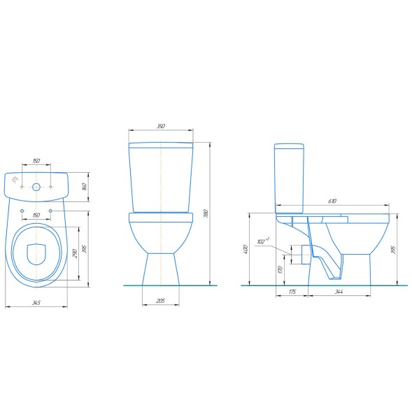 Унитаз-компакт &amp;quot;Рим&amp;quot; белый (гориз, нижн, сид. полип.м/лифт, 2-кн.арм. Oliv) (Rosa) - 4610119203757 