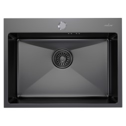 Мойка настол.монтаж 60х45 (3,0) вып 3 1/2 MIXLINE PRO 22см с сифоном (черный графит) - 547236