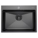 Мойка настол.монтаж 60х45 (3,0) вып 3 1/2  MIXLINE PRO 22см с сифоном (черный графит) - 547236 