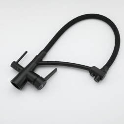 Смеситель для кухни 35к G4398-16 GAPPO гибкий излив, с вых. для питьевого фильтра, ЧЕРНЫЙ - G4398-16