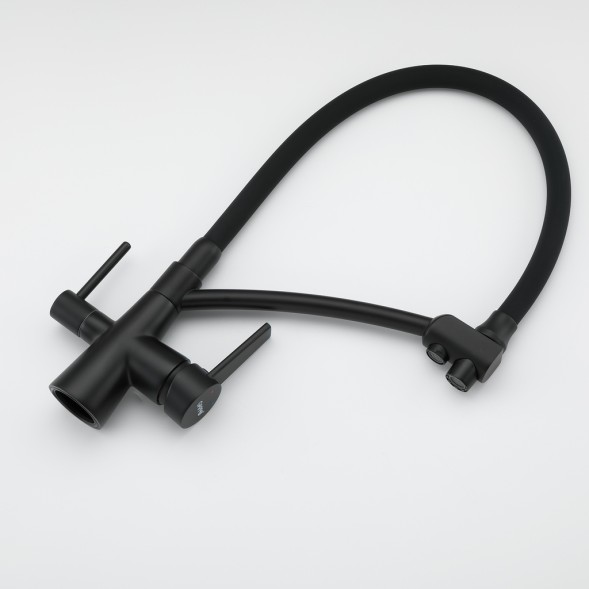 Смеситель для кухни 35к G4398-16 GAPPO гибкий излив, с вых. для питьевого фильтра, ЧЕРНЫЙ - G4398-16 