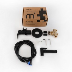 Смеситель с гигиенической лейкой 25к Milardo RORBLR0M08 "Rora" встраиваемый, ЧЕРНЫЙ матовый - RORBLR0M08