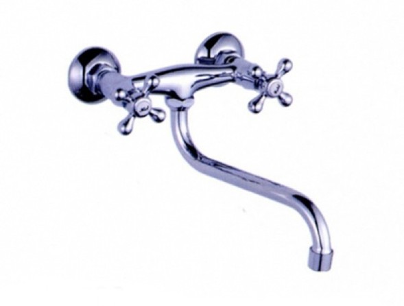 Смеситель для кухни настенный 1/2 кер L4608 Ledeme нижний, силумин - L4608 