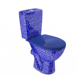 Унитаз-компакт &amp;quot;Соло&amp;quot; синий кракелюр (гориз, нижн, сид. полип., 2-кн.арм.) (Rosa) - 4630055550470 