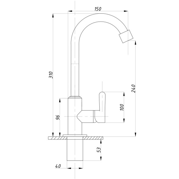 Смеситель для кухни 1/2 кер ПРОФСАН ПСМ-906-008 &amp;quot;КОМПЛЕКТАЦИЯ&amp;quot; НЕРЖ, моно, п/гайку, б/подв. ХРОМ - PSM-906-008 