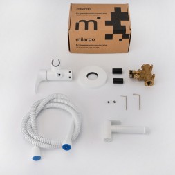 Смеситель с гигиенической лейкой 25к Milardo RORWTR0M08 "Rora" встраиваемый, БЕЛЫЙ матовый - RORWTR0M08