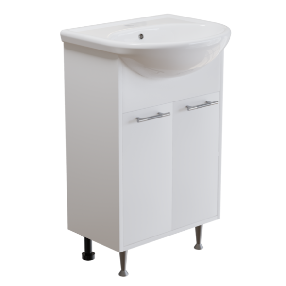 Тумба д/ванной &amp;quot;АлАн-55&amp;quot; белый 2 створки  под раковину Уют-55 (Rosa) (ЛДСП) - НОВИНКА 