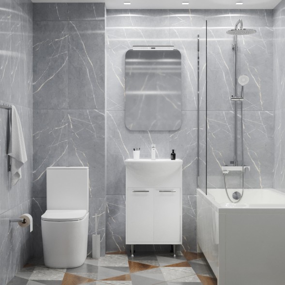 Тумба д/ванной &amp;quot;АлАн-55&amp;quot; белый 2 створки  под раковину Уют-55 (Rosa) (ЛДСП) - НОВИНКА 