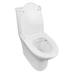 Унитаз-моноблок AZARIO Sente 375х665x785 напольный, безободковый, горизонтальный слив, сиденье дюропласт микролифт (AZ-8614)