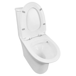 Унитаз-моноблок AZARIO Sente 375х665x785 напольный, безободковый, горизонтальный слив, сиденье дюропласт микролифт (AZ-8614)