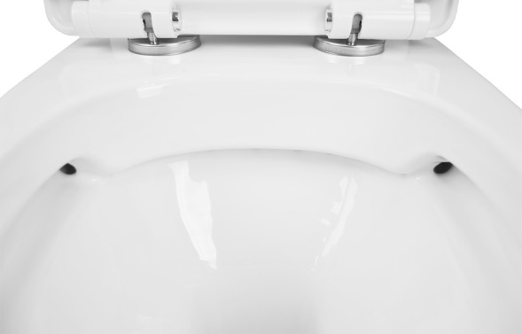 Унитаз-моноблок AZARIO Sente 375х665x785 напольный, безободковый, горизонтальный слив, сиденье дюропласт микролифт (AZ-8614)