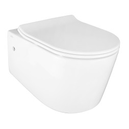 Унитаз подвесной Creo Ceramique RENNES 550х365х370, безободковый с тонким сидением микролифт (RE1100R+RE1001T/AR1001T)