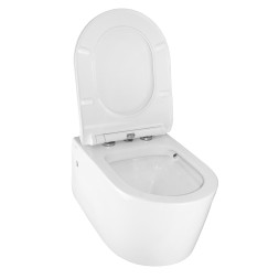 Унитаз подвесной Creo Ceramique RENNES 550х365х370, безободковый с тонким сидением микролифт (RE1100R+RE1001T/AR1001T)