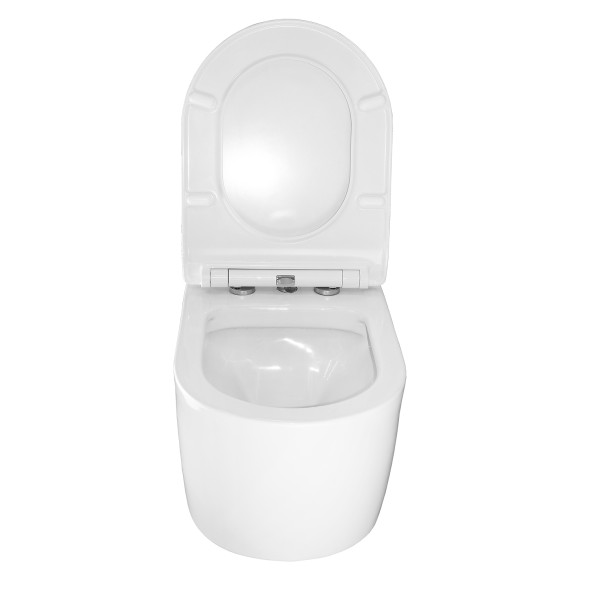 Унитаз подвесной Creo Ceramique RENNES 550х365х370, безободковый с тонким сидением микролифт (RE1100R+RE1001T/AR1001T)