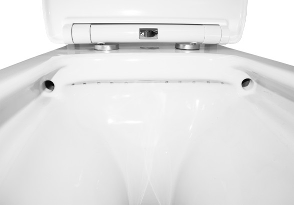 Унитаз подвесной Creo Ceramique RENNES 550х365х370, безободковый с тонким сидением микролифт (RE1100R+RE1001T/AR1001T)