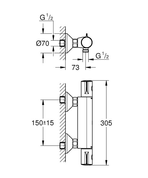 Смеситель для душа Grohe Grohtherm 800 с термостатом Хром (34558000)