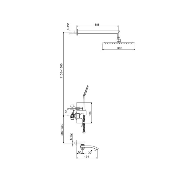 Душевая система 35к G7107 GAPPO лейка &amp;quot;Тропический душ&amp;quot; встраиваемая ХРОМ - G7107 