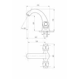 Смеситель для раковины 1/2 кер ПРОФСАН ПСМ-712-48 &amp;quot;СТАНДАРТ А&amp;quot; литой, под &amp;quot;шпильку&amp;quot;, б/подв, ХРОМ - PSM-712-48 