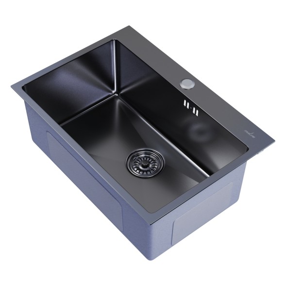 Мойка настол.монтаж 65х45 (3,0) вып 3 1/2  MIXLINE PRO 22см с сифоном (черный графит) - 547238 
