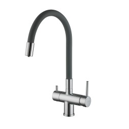 Смеситель для кухни 35к G4398-30 GAPPO гибкий излив, с вых. для питьевого фильтра, СЕРЫЙ-хром - G4398-30