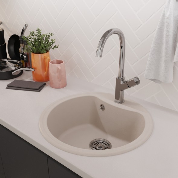 Мойкa ML-GM09 КОМФОРТ круглая, белая (331), 510 мм (глуб. чаши 190) - 00-00009282 