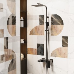 Душевая система 35к MIXLINE ML2417 излив лейка 3 позиции +лейка "Тропический душ" ЧЕРНЫЙ - ML2417