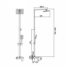 Душевая система 35к MIXLINE ML2417 излив лейка 3 позиции +лейка "Тропический душ" ЧЕРНЫЙ - ML2417