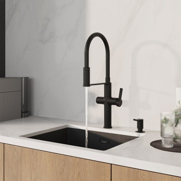 Смеситель для кухни 30к IDDIS IKNBLFFi05 &amp;quot;Ikon&amp;quot; с вых для пит. фильтра выс.гибкий излив ЧЕРНЫЙ мат. - IKNBLFFi05 