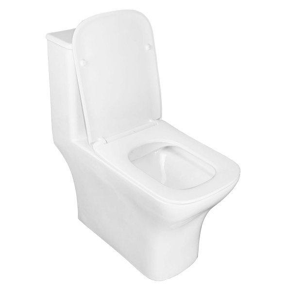 Унитаз-моноблок Azario Lodi 350х665х750 напольный, безободковый, горизонтальный слив, сиденье дюропласт микролифт (AZ-8617)