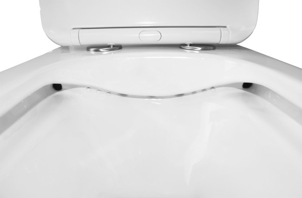 Унитаз-моноблок Azario Lodi 350х665х750 напольный, безободковый, горизонтальный слив, сиденье дюропласт микролифт (AZ-8617)