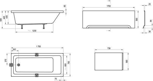 Ванна акриловая Ravak 170х75  белая