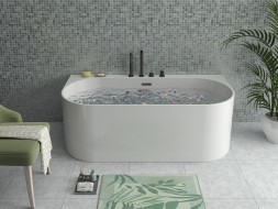 Ванна акриловая Azario BRADFORD 1800х800х580 пристенная, в комплекте с сифоном и металлической рамой (BRA18080)