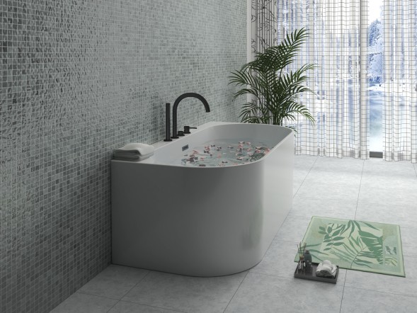 Ванна акриловая Azario BRADFORD 1800х800х580 пристенная, в комплекте с сифоном и металлической рамой (BRA18080)