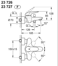 Смеситель для ванны GROHE Eurostyle, хром (23726003)