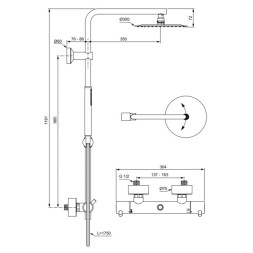 Душевая система Ideal Standard CERATHERM T125 с термостатическим смесителем, шлифованное золото (A7589A2)