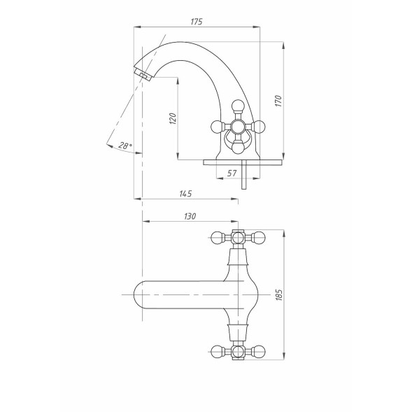 Смеситель для раковины 1/2 кер ПРОФСАН ПСМ-712-89 &amp;quot;СТАНДАПРТ А&amp;quot; литой, под &amp;quot;шпильку&amp;quot; б/подв,ХРОМ - PSM-712-89 