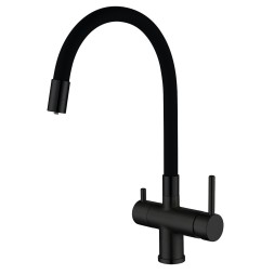 Смеситель для кухни 35к G4398-36 GAPPO гибкий излив, с вых. для питьевого фильтра, ЧЕРНЫЙ - G4398-36