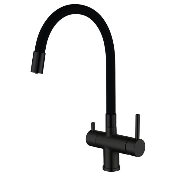 Смеситель для кухни 35к G4398-36 GAPPO гибкий излив, с вых. для питьевого фильтра, ЧЕРНЫЙ - G4398-36 